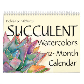 Calendario Colores de agua suculentas de 12 meses #4