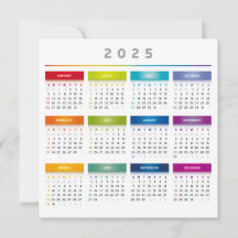 Calendario colorido 2025 - Colores arcoiris 3 colu