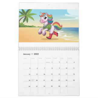 Calendario colorido de la colección Unicorn