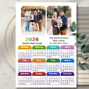 Calendario colorido moderno 2026 2 Foto Magnética