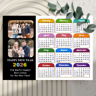 Calendario colorido moderno 2026 2 Foto Magnética