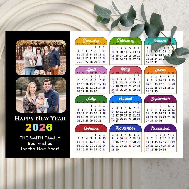 Calendario colorido moderno 2026 2 Foto Magnética (Subido por el creador)