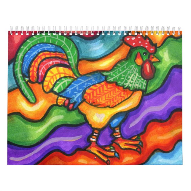 Calendario Colorido Resumen Animales Arte Whimsical (Tapa)