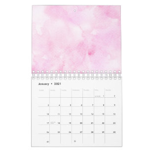 Calendario Colorido Rosa Abstracto Acuarela Color Mezclado