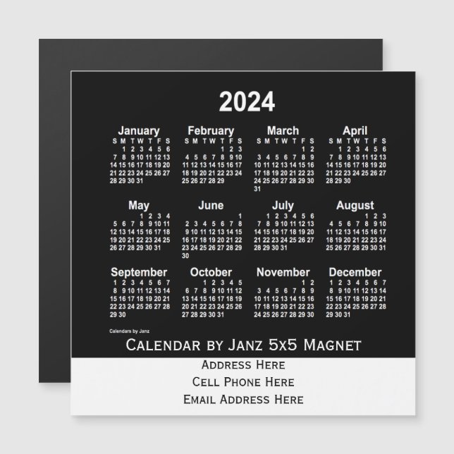 Calendario Comercial Neon White 2024 de Janz (Anverso/Reverso)
