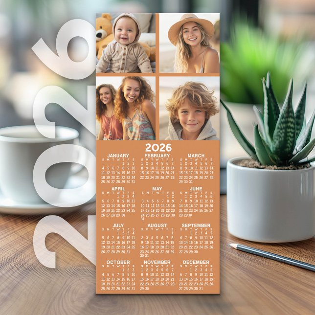 Calendario con 4 Collages de fotos - Caramelo cáli (2026 Calendar on Cardstock - Simple, Minimal Design and Photo Collage)
