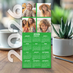 Calendario con 4 Collages de fotos - Tarjeta verde
