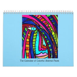 Calendario con Caras Abstractas Coloridas