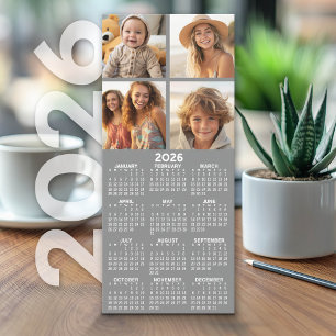 Calendario con collage de 4 fotos - Gris - Tarjeta