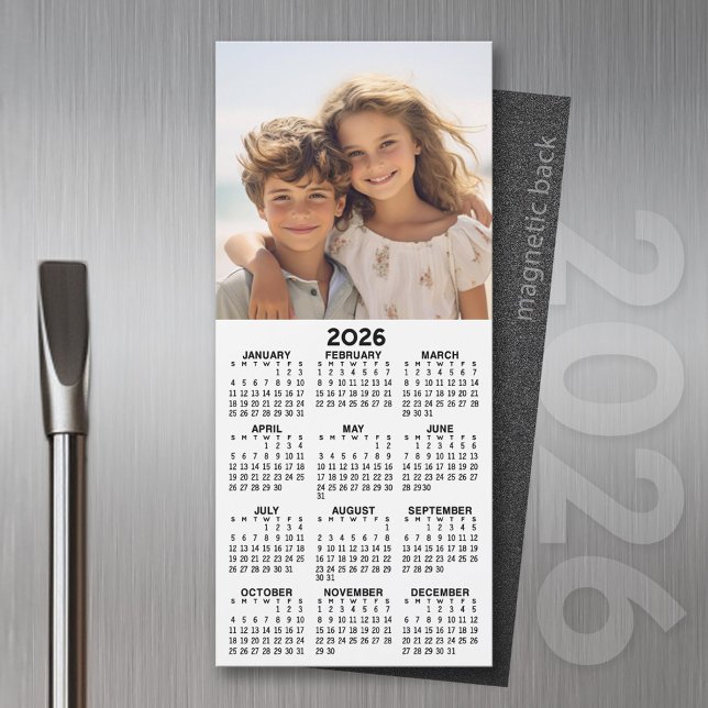 Calendario con Collage de fotos (2026 Calendar Magnet for the Fridge or Home Office - Add a Photo for a Personal Touch)