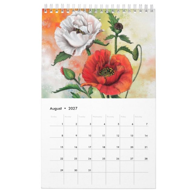 Calendario con las 12 flores más bellas (Aug 2027)