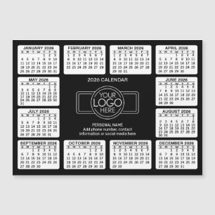 Calendario con logo Información de contacto Negro 