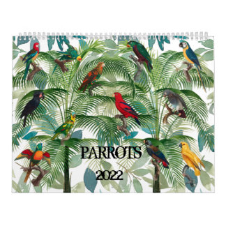 Calendario con loros tropicales