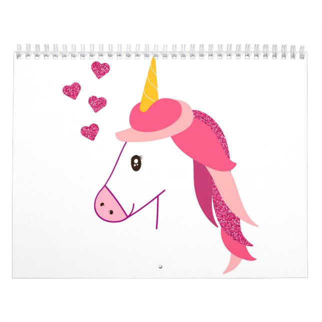 Calendario con unicornio para un chica. (Tapa)