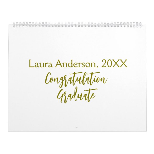 Calendario Congratulations graduate golden name class 20XX si (Tapa)