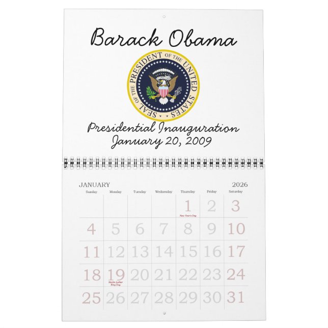 Calendario Conmemoración de la inauguración del PRESIDENTE OB (Jan 2026)