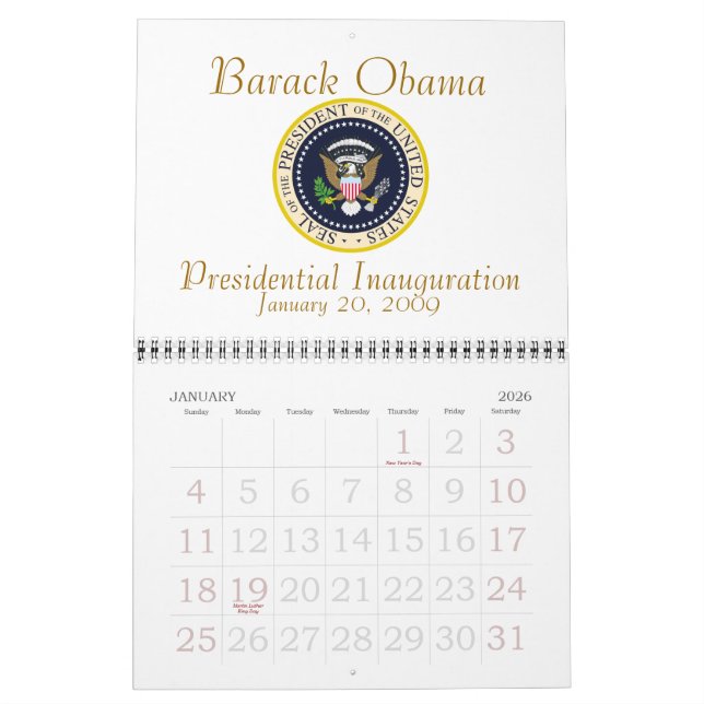 Calendario Conmemoración de la inauguración del PRESIDENTE OB (Jan 2026)