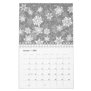 Calendario Copos de nieve blancos Navidades grises lujosas el