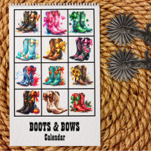 Calendario Coquette Cowgirl Boots and Bows