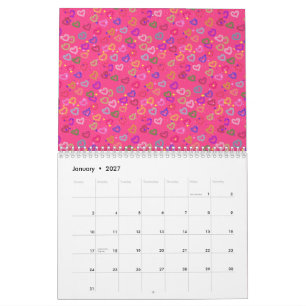 Calendario Corazón Colorido Lindo 