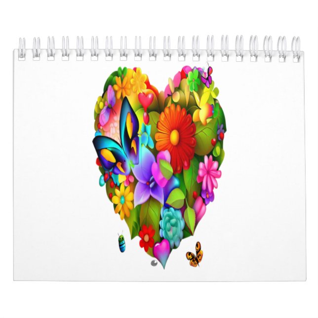 Calendario Corazón de flores y mariposas (Tapa)