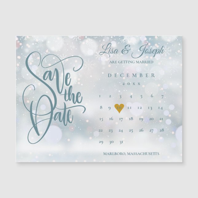 Calendario Corazón Dorado de Invierno Guardar la F (Anverso)