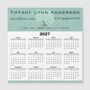 Calendario Corazón Hoja Árbol Floral Verde Menta