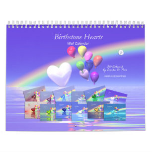 Calendario Corazones y globos de Birthstone