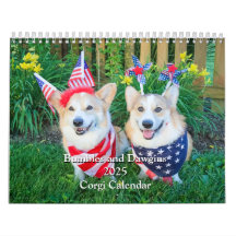 Calendario Corgi 2025 de burbujas y dragones