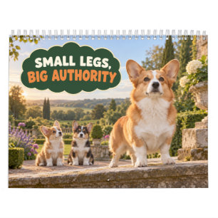 Calendario Corgi Divertido Piernas Pequeñas Gran Autoridad