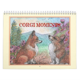 Calendario Corgi Moments Wall Calendar - Arte De Perro Whimsi