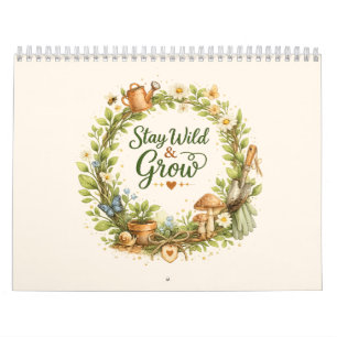 Calendario Corona floral de acuarela botánica Inspiradora 