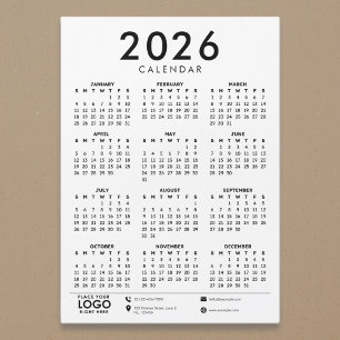 Calendario Corporativo Logo Moderno Básico 2026