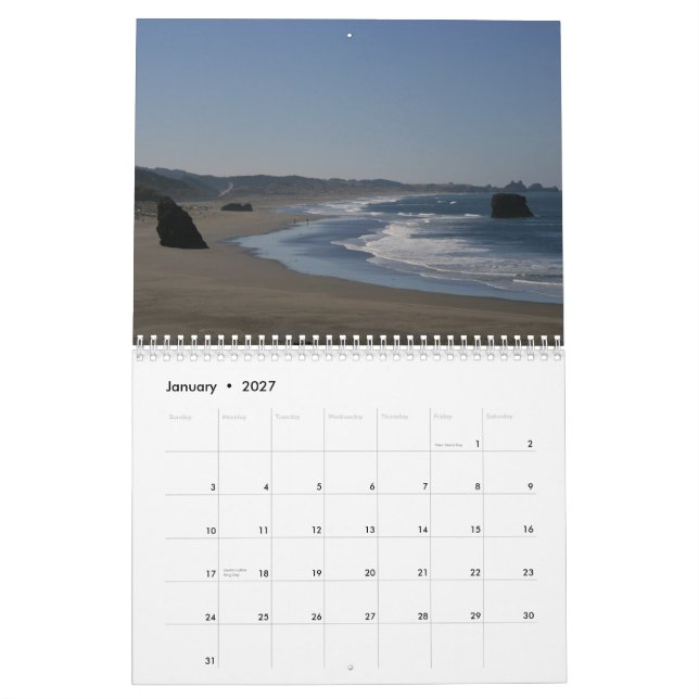 Calendario Costa 2012 de Oregon (Jan 2027)