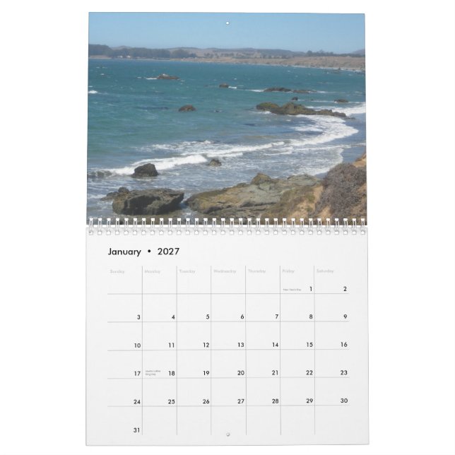Calendario Costa de California (Jan 2027)