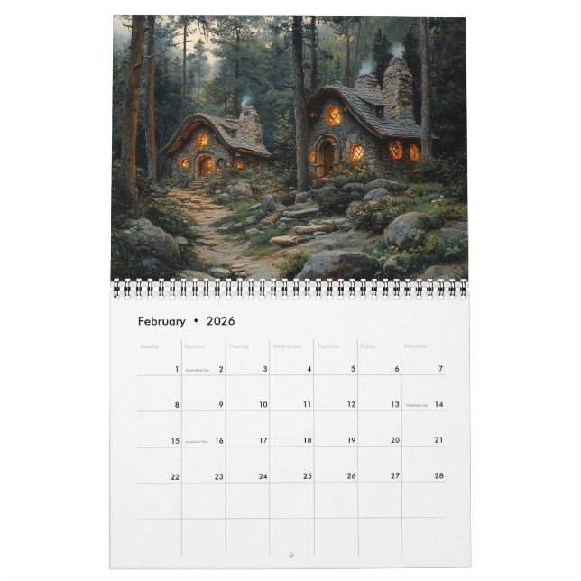 Calendario Cottages de bosque de hadas de bosque (Feb 2026)