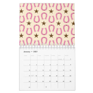 Calendario Cowgirl Pink Horseshoe Sheriff Star Country Texas