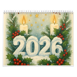 Calendario cozy happy new year 2026 wall calendar