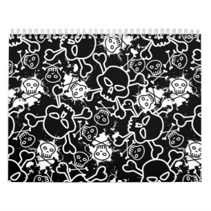 Calendario Cráneos en pattern.ai inconsútil negro