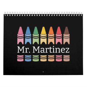 Calendario Crayón Personalizado Nombre del Profesor Lindo Reg