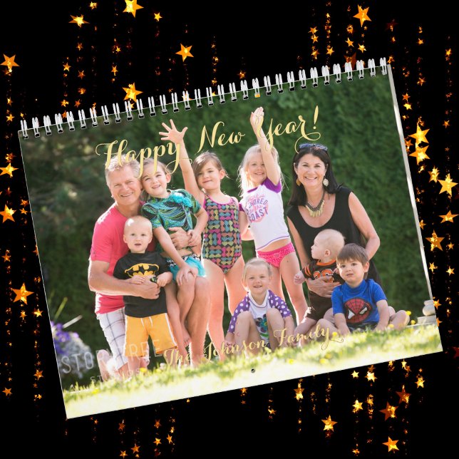 Calendario Crea tu propia foto de Boda de Mascota de bebé fam (Create Your Own 2024 Family Baby Pet Wedding Photo Calendar)