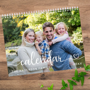 Calendario Crea tu propia foto familiar con letra elegante 20