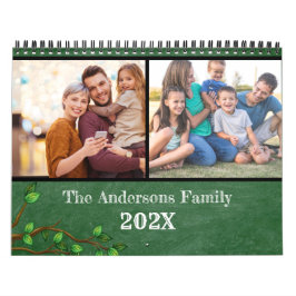 Calendario Crea tu propia foto familiar moderna verde mensual