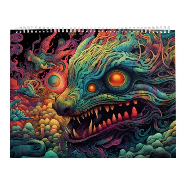 Calendario Criatura trippy con patrón psicodélico (Tapa)