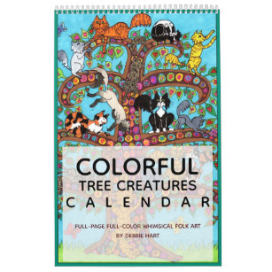 Calendario Criaturas de árboles coloridos arte animal de 2022