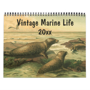 Calendario Criaturas del mar de la Vintage y animales de la v