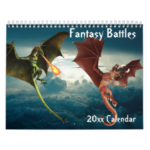 Calendario Criaturas Fantásticas de Cualquier Año Arte Dragón