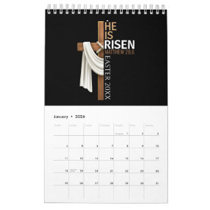 Calendario Cruz de Pascua Vintage Personalizada Él ha Resucit