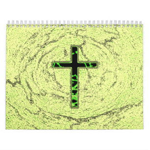 CALENDARIO CRUZ NEGRA Y VERDE CON FONDO DE MÁRMOL