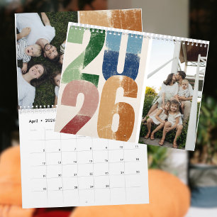 Calendario Cuadrícula de fotos de dos tonos con bloques de co